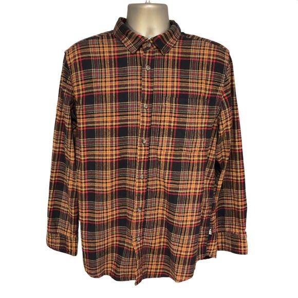 Eddie Bauer Flannel Button Down Shacket Neutral Checked Long Sleeve Size L - Picture 1 of 10